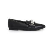 Zwarte Loafer met Strass Casadei , Black , Dames