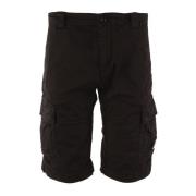 Cargo Bermuda Shorts Zwart Satijn Stretch C.p. Company , Black , Heren