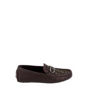 Bruine Leren Sneakers met Metalen Gesp Fendi , Brown , Heren