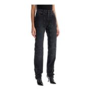 Gewatteerde Inzet Veter Denim Jeans Jean Paul Gaultier , Black , Dames