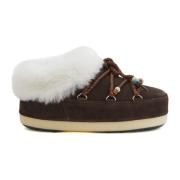 Bruine enkellaarzen met nepbontafwerking Moon Boot , Brown , Dames