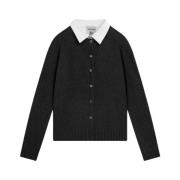 Cardigan met raglanmouwen en popeline kraag Semicouture , Black , Dame...