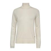 Zachte Gebreide Hoge Hals Trui Ecru MOS Mosh , Beige , Dames