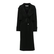 Zwarte wollen gabardine jas JW Anderson , Black , Dames