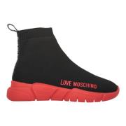 Gebreide sok-stijl sneakers met logodetail Love Moschino , Black , Dam...