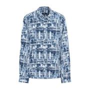 Modern overhemd met lange mouwen en allover print Cinque , Blue , Here...