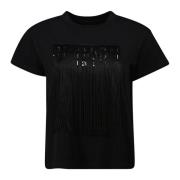 Numerieke Fringe T-shirt Lente-Zomer 2025 MM6 Maison Margiela , Black ...