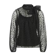 Doorschijnende Tule Blouse met Bloemenborduursel Riani , Black , Dames