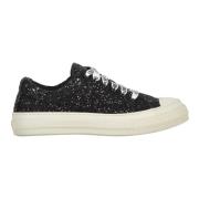 Glitter Low-Top Sneakers met Logo Print Love Moschino , Black , Dames