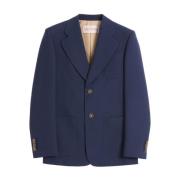 Blauwe knoopsluiting trenchcoat Valentino , Blue , Heren