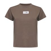 Katoenen T-shirt met Logoborduursel MM6 Maison Margiela , Brown , Dame...