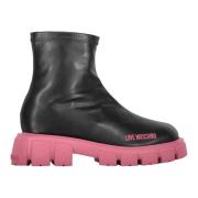 Contrasterende Zool Enkellaarzen Love Moschino , Black , Dames