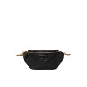 Leren Schoudertas met Diamantpatroon Tory Burch , Black , Dames