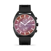 Zwarte Quartz Analoge Horloge Roestvrij Staal Police , Black , Heren