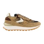 Dames Casual Sneakers Voile Blanche , Brown , Dames