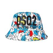 Multicolor Smurfen Logo Bucket Hat Dsquared2 , Multicolor , Heren