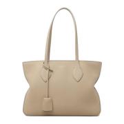 Beige Tote Tas met Gevouwen Zijkanten Salvatore Ferragamo , Beige , Da...