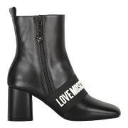 Logo Band Blokhak Laarzen Love Moschino , Black , Dames