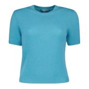 Blauwe korte mouw trui Prada , Blue , Dames