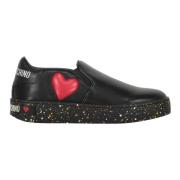 Casual Slip-On Sneakers met Contrasterende Inzetstukken Love Moschino ...