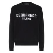 Zwart en wit print sweatshirt Dsquared2 , Black , Heren