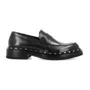 Zwarte Loafer Schoenen Elegant Stijlvol Valentino Garavani , Black , H...