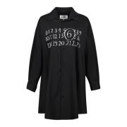 Gedrukte Overhemdjurk Lente-Zomer 2025 MM6 Maison Margiela , Black , D...