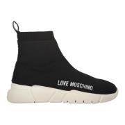 Gebreide sok-stijl sneakers met logodetail Love Moschino , Black , Dam...