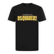 Heren T-shirt Klassieke Pasvorm Dsquared2 , Black , Heren