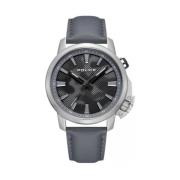 Luxe Leren Band Kwarts Analoog Horloge Police , Gray , Heren