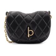 Gewatteerde leren schoudertas met klepsluiting Burberry , Black , Dame...