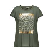 Lurex Tee met Kambaba Print Only Carmakoma , Green , Dames