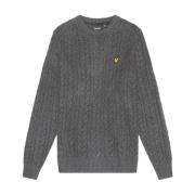 Klassieke Cable Knit Crew Neck Sweater Lyle & Scott , Gray , Heren