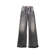 Zwarte Wijde Jeans met Zakken Icon Denim , Black , Dames