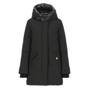 Zwarte Parka met Logohood Woolrich , Black , Dames