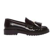 Zwarte leren mocassin met kwastjes Ovyé , Black , Dames