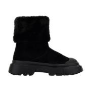 Zwarte Harige Enkellaarsjes Slip-On Hogan , Black , Dames