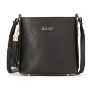 Zwarte leren handtas met sleutelhanger Kazar , Black , Dames