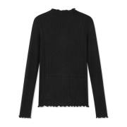 Zwarte longsleeve T-shirt met gekrulde randen Mads Nørgaard , Black , ...