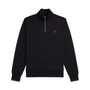 Schoorsteen Hals Half-Zip Sweater Fred Perry , Black , Heren