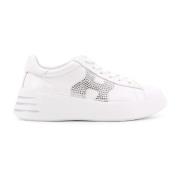 Sneakers met strass logo in leer Hogan , White , Dames