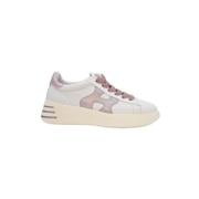 Wit-Roze Leren Sneakers Rubberen Zool Hogan , White , Dames