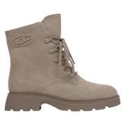 Dames Beige Echte Velours Enkellaarzen Estro , Beige , Dames