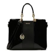 Elegante leren zakelijke tas met hanger Kazar , Black , Dames