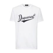 Wit Katoen Logo Print T-shirt Dsquared2 , White , Heren