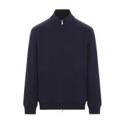 Blauwe Trui met Rits en Zakken Brunello Cucinelli , Blue , Heren