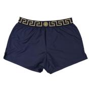 Navy Blauwe Zwembroek Greca Patroon Versace , Blue , Heren