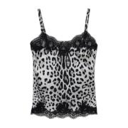 Zijden top met dierenprint Dolce & Gabbana , Gray , Dames