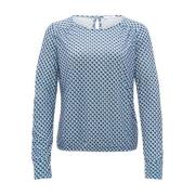 Abstracte korte mouw top Opus , Blue , Dames