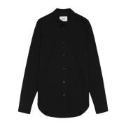 Minimalistisch Zwart Shirt met Parelmoerknopen Nn07 , Black , Heren